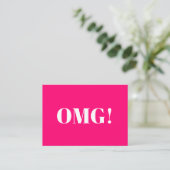 OMG, oh mijn god, gosse, roze fuchsia witte kaart (Staand voorkant)