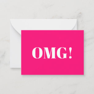 OMG, oh mijn god, gosse, roze fuchsia witte kaart