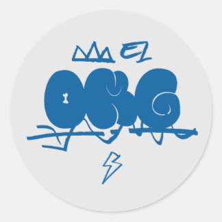 OMG, oh mijn god, hond schattig, kattenblauw Ronde Sticker