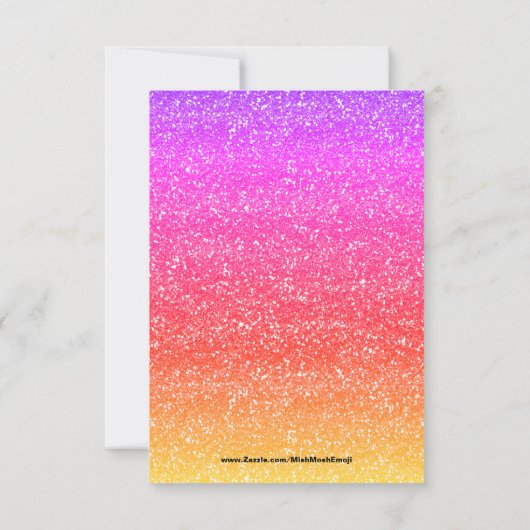 OMG Ombre Glitter Emoji Uitnodiging Verjaardag (Achterkant)