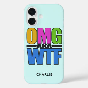 OMG ook bekend onder de naam WTF aangepaste monogr iPhone 16 Hoesje