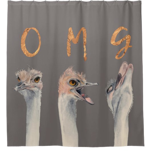 OMG Ostriches Douchegordijn (Voorkant)