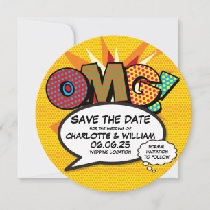 OMG Save the Date Fun Retro Comic Book Pop Art