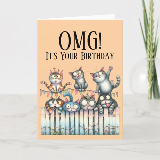 OMG Schattigee Cat Theme Verjaardag Kaart (Voorkant)