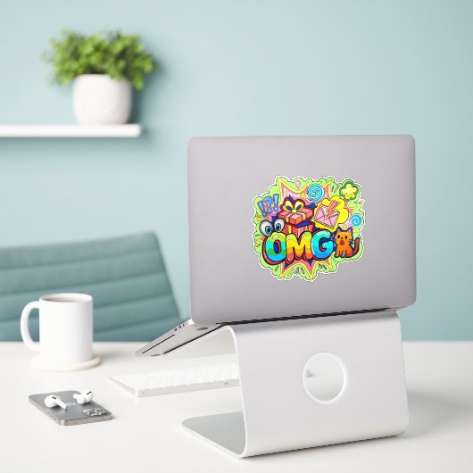 OMG STICKER (Laptop op bureau)
