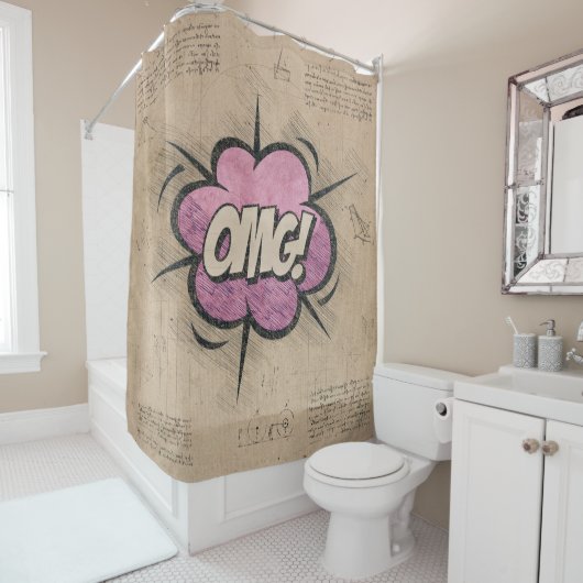 OMG! stripboek Steampunk Pop Douchegordijn (In situ)