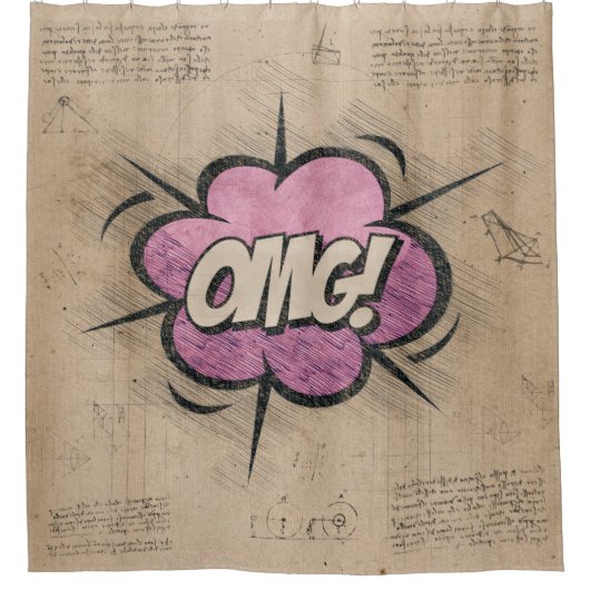 OMG! stripboek Steampunk Pop Douchegordijn (Voorkant)