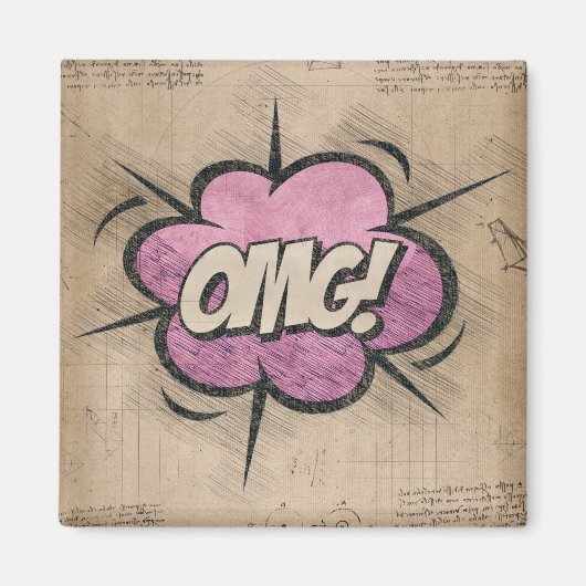 OMG!  stripboek Steampunk Pop Magneet (Voorkant)