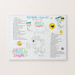 OMG TEKST SPEAK Crossword Emoji Fun Urban Slang Legpuzzel