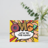 OMG Uitgestelde wijziging van datum Comic Book Pop Briefkaart (Staand voorkant)