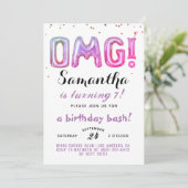 OMG! Verjaardagsconfetti Uitnodiging (Staand voorkant)