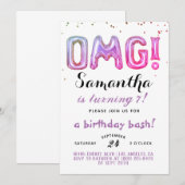OMG! Verjaardagsconfetti Uitnodiging (Voorkant / Achterkant)