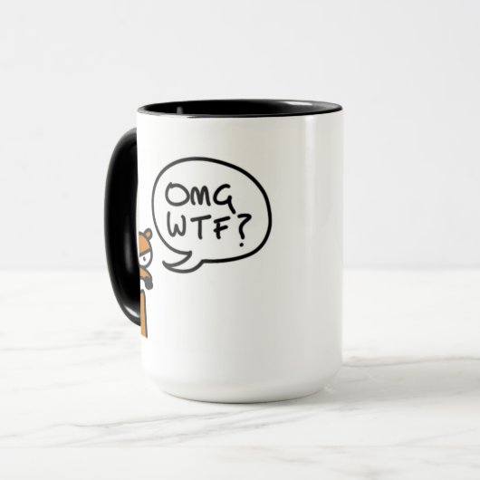 OMG WTF? over een mok (Voorkant links)