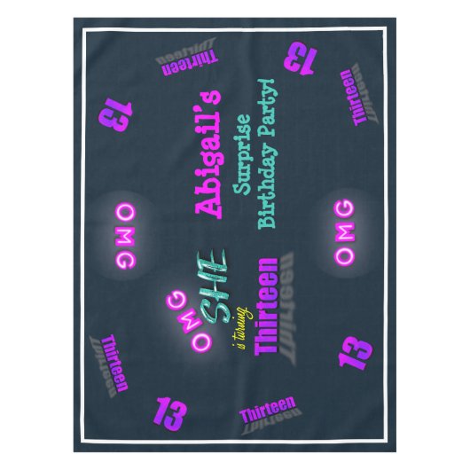 OMG Ze maakt van 13 verrassingsfeest Tafelkleed (Voorkant)