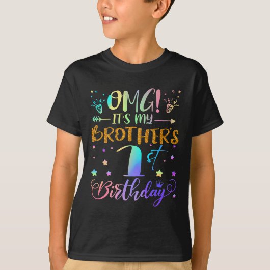 OMG zijn mijn broers 1e verjaardag zoet 1 jaar oud T-shirt (Voorkant)