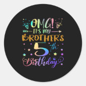 OMG zijn mijn broers 5e verjaardag zoet 5 jaar oud Ronde Sticker (Voorkant)