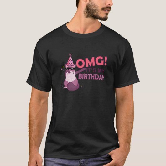 Omg zijn mijn geboortedag met een kattendoek die f t-shirt (Voorkant)