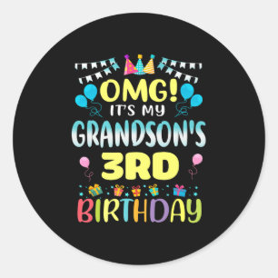 OMG zijn mijn kleinzonen 3e verjaardag Sweet 3 jaa Ronde Sticker