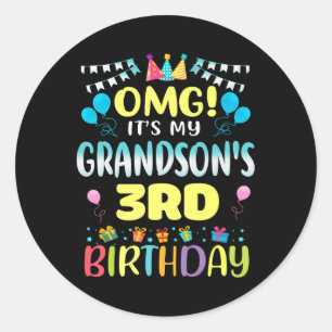 OMG zijn mijn kleinzonen 3e verjaardag Sweet 3 jaa Ronde Sticker