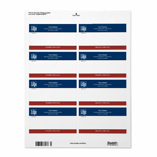 Omgaan met Care Business Logo Blue Shipping Etiket (Full Sheet)