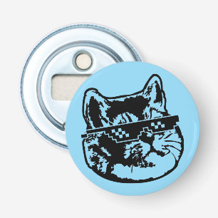 Omgaan met het bril zware ademhaling kat meme button flesopener