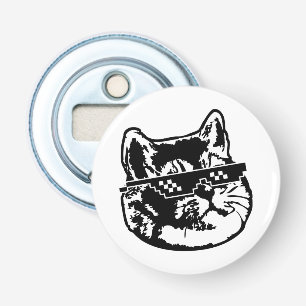 Omgaan met IT Bril Cat Meme Button Flesopener