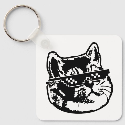 Omgaan met IT Bril Cat Meme Sleutelhanger (Voorkant)
