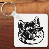 Omgaan met IT Bril Cat Meme Sleutelhanger (Voorkant)