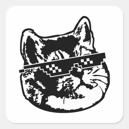 Omgaan met IT Bril Cat Meme Vierkante Sticker (Voorkant)