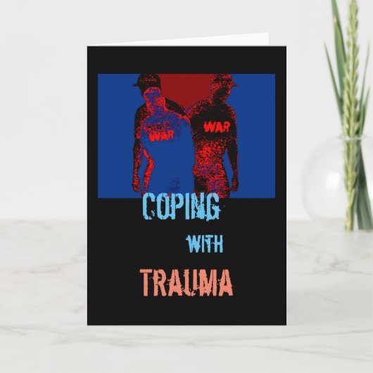 "Omgaan met trauma" in rood, blauw, zwart ontwerp Kaart (Voorkant)