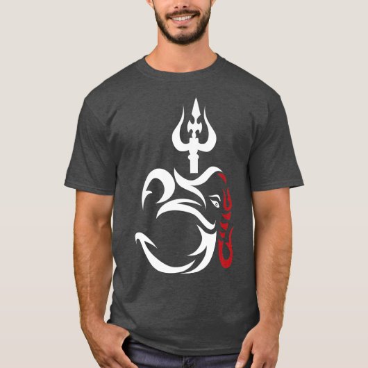 OMGanesha en Lord Shiva Divine Trident Trishul T-shirt (Voorkant)
