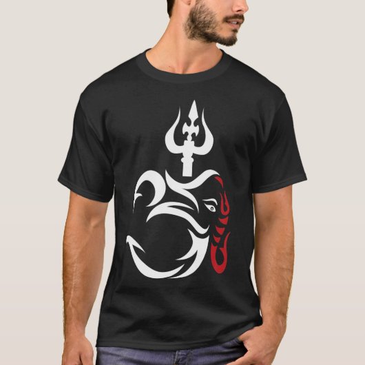 OMGanesha en Lord Shiva Divine Trident Trishul T-shirt (Voorkant)