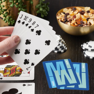 omgekeerd 2-tonige blauw Monogram initiaal & naam Pokerkaarten