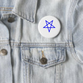Omgekeerd blauw Pentagram Ronde Button 5,7 Cm (In situ)