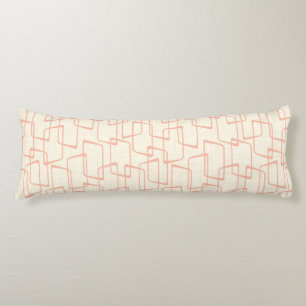 Omgekeerd Blush Retro Lino Print Geometrisch Patro Lichaamskussen