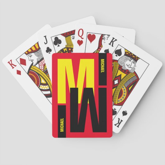 Omgekeerd Monogram initiaal & naam Pokerkaarten (Achterkant)