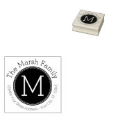 Omgekeerd Monogram met Naam en Terugkeeradres Rubberstempel (Gestempeld)