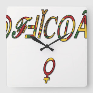 Omgekeerd "OFFICIEEL" Vrouwelijk Symbool Kunstprin Vierkante Klok