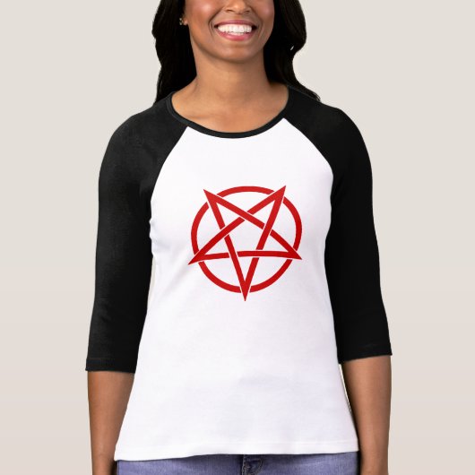 Omgekeerd Pentagram 3/4 Sleeve T-shirt (Voorkant)