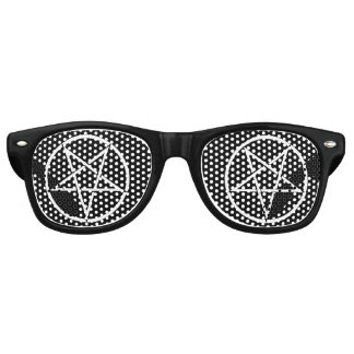 Omgekeerd pentagram (aanpasbare achtergrondkleur) retro zonnebril