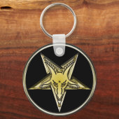 Omgekeerd Pentagram met Golden Goat Head Sleutelhanger (Voorkant)