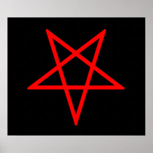 Omgekeerd Rood Pentagram Poster