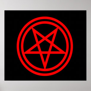 Omgekeerd Rood Pentagram Poster