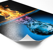 Omgekeerd vuur en water, zeer gedetailleerd foto afdruk (Hoek)