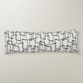 Omgekeerd zacht zwart retro geometrisch patroon lichaamskussen (Achterkant)