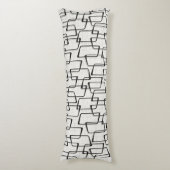 Omgekeerd zacht zwart retro geometrisch patroon lichaamskussen (Voorkant Verticaal)