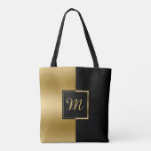 Omgekeerd zwart & goud geometrisch ontwerp tote bag (Achterkant)