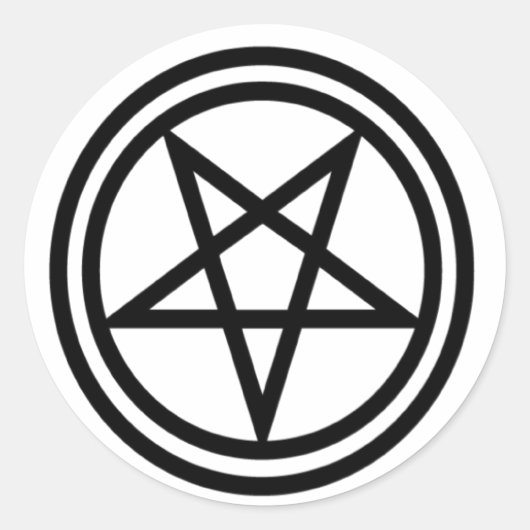 Omgekeerd zwart pentagram ronde sticker (Voorkant)