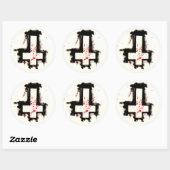 Omgekeerde Bloody Cross Stickers, Blad van Zes. Ronde Sticker (Vel)
