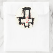 Omgekeerde Bloody Cross Stickers, Blad van Zes. Ronde Sticker (Tas)